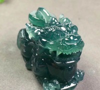 【招财貔貅】糯冰种蓝水翡翠摆件