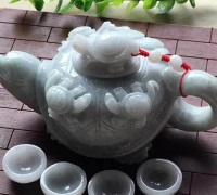 【长寿龟茶具】糯种翡翠摆件