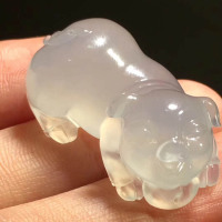 【招财猪】无色糯冰种翡翠小摆件