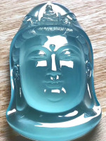 冰种蓝水观音头翡翠吊坠（大师作品）