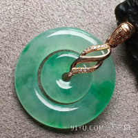 冰种飘绿花子母扣翡翠吊坠