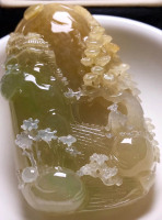 糯种黄翡山水牌挂件/手玩件