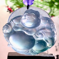 冰种飘绿欢喜如意佛翡翠挂件