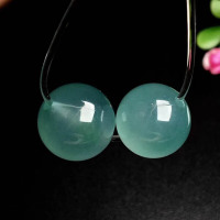 冰种蓝水圆珠翡翠手链