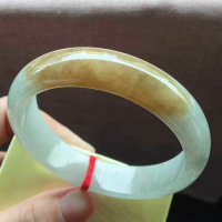 糯种黄翡正圈手镯 58.3mm