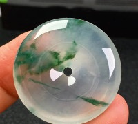 冰种飘花平安扣翡翠吊坠