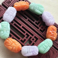 细糯种三彩罗汉翡翠手链