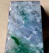 冰种春带彩山水牌翡翠挂件