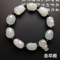 糯冰种佛头翡翠手链