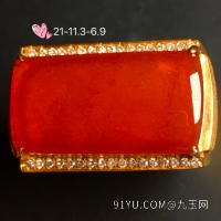 【男士戒指，红红火火红翡翠】水润通透，玉质细腻，完美无暇，18k金奢华钻石镶嵌☕