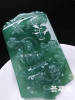 翡翠【蓝水普贤菩萨】冰蓝水，玉质细腻通透，尺寸：71.2/46.2/9.1mm