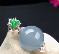 翡翠【紫底圆珠吊坠】冰透水润，款式别致，18k金镶嵌，祼石尺寸：14.9mm